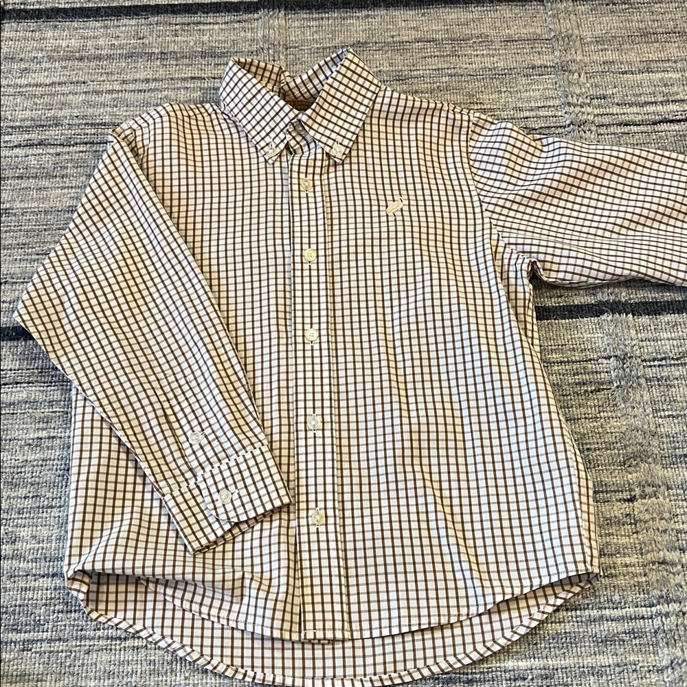 The Beaufort Bonnet Company (TBBC) Dean’s List Shirt Brown & white check size 6